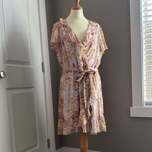 LC Lauren Conrad Pink and Yellow Floral Dress